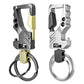 Set of two double key ring car keychains: black/gold and silver bottle opener
