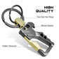 Black-and-gold multifunction car keychain bottle opener with double key ring loops