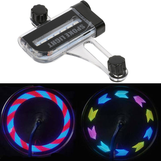 Colorful LED bike spoke light with clear housing and black clamp mounts