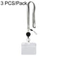 Gray transparent PVC horizontal ID badge holder with lanyard and clear card sleeve