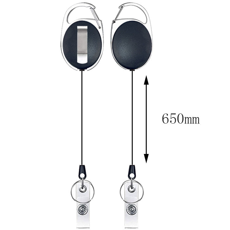 Retractable waterproof card case keychain pair with black card holders and blue sleeves