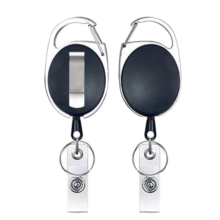 Retractable waterproof card case keychain with black holder and blue card sleeve, set of 2