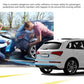 Car parking sensor system near-vehicle safety view with sedan and pedestrians nearby