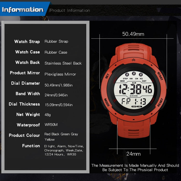 Orange digital outdoor running watch with large LCD display and rubber strap