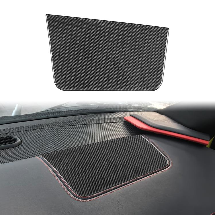 Passenger panel sticker with carbon-fiber-look texture and red trim, installed