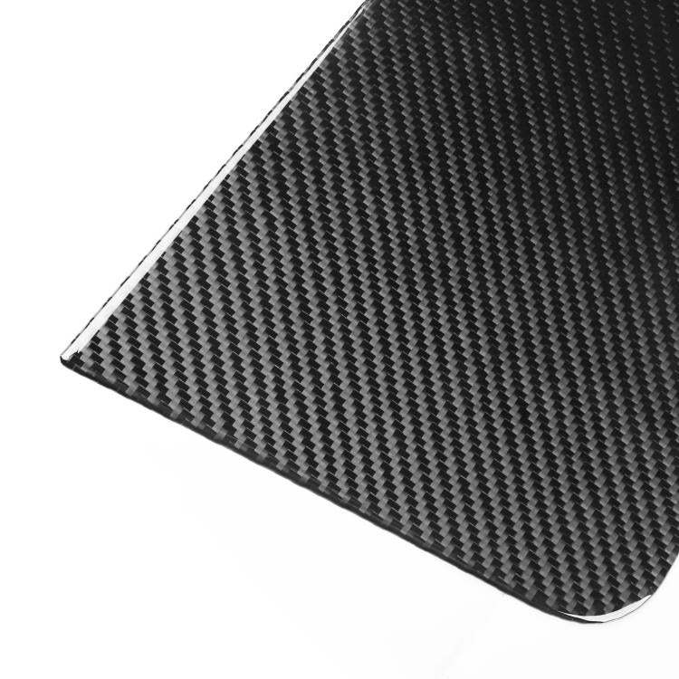Carbon-fiber-look passenger panel sticker corner detail, dark gray weave