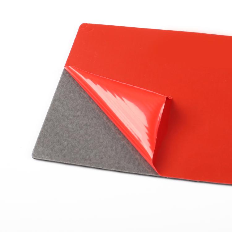 Passenger panel sticker with red protective film and gray backing
