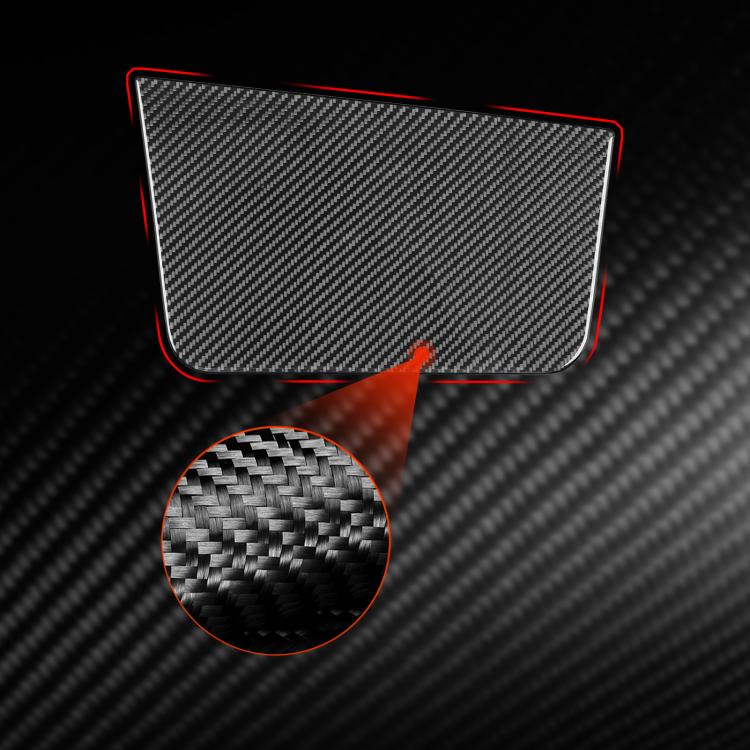 Carbon-fiber-look passenger panel sticker with red outline and texture close-up