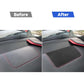 After view: installed carbon-fiber-look passenger panel sticker with red trim