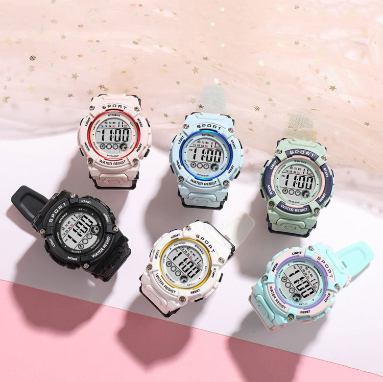 Set of multifunction sports digital watches in mixed colors with LED-style display