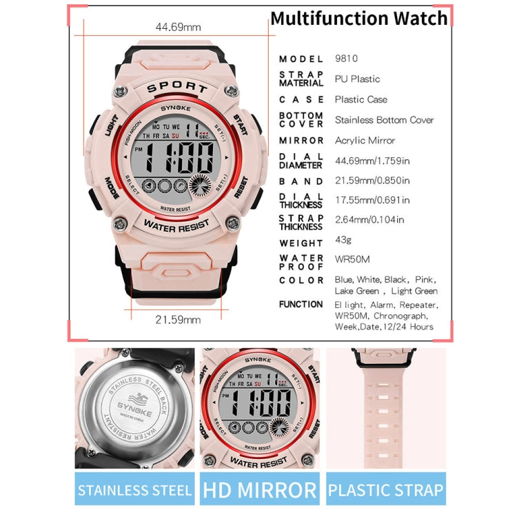 Multifunction sports watch with labeled dimensions and material details diagram