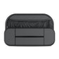 Black car seat rear storage bag with two front compartments and top open pocket