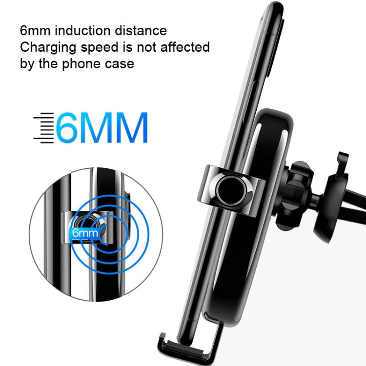 Silver car wireless charging phone holder with cradle and adjustable clamp mount