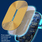 Wireless charging coil close-up inside blue phone holder with copper loop antenna