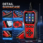 KONNWEI KW341 battery tester detail view with ABS body, clips, and 2.8-inch screen