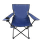 Navy portable folding beach chair with wide backrest and side handrest platforms