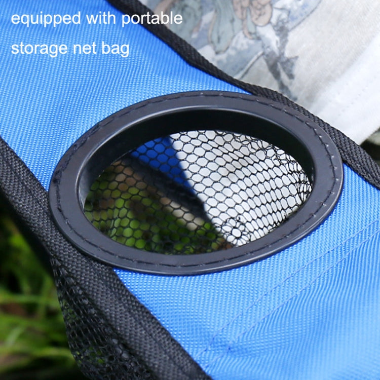 Blue beach chair storage net bag with round mesh pocket