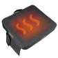Gray heated camping stool mat with glowing U-shaped heat lines on top