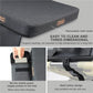 Gray heated camping stool with removable cloth cover and power bank storage pocket