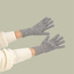 Wool knit winter gloves in gray, ribbed cuffs with full five-finger design