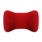Red memory foam neck pillow with curved headrest support and stitched seams