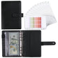 Black PU cash budget notebook with 6-ring binder and loose-leaf sleeves, open view
