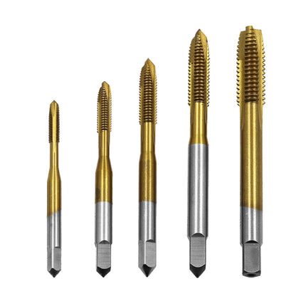 5-piece titanium gold HSS straight slot tap set for inner threads