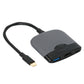 Gray and black portable expansion dock base with two ports, blue USB, and black cable with gold connector