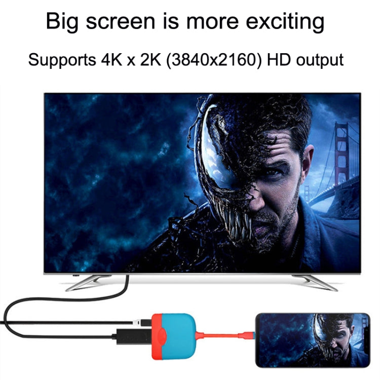 Expansion dock adapter connected between TV and smartphone via cables