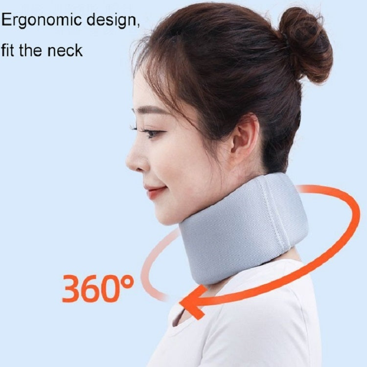 Light blue cervical neck brace ring worn around the neck, side profile