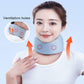 Light blue neck brace ring worn around the neck, close-up front view