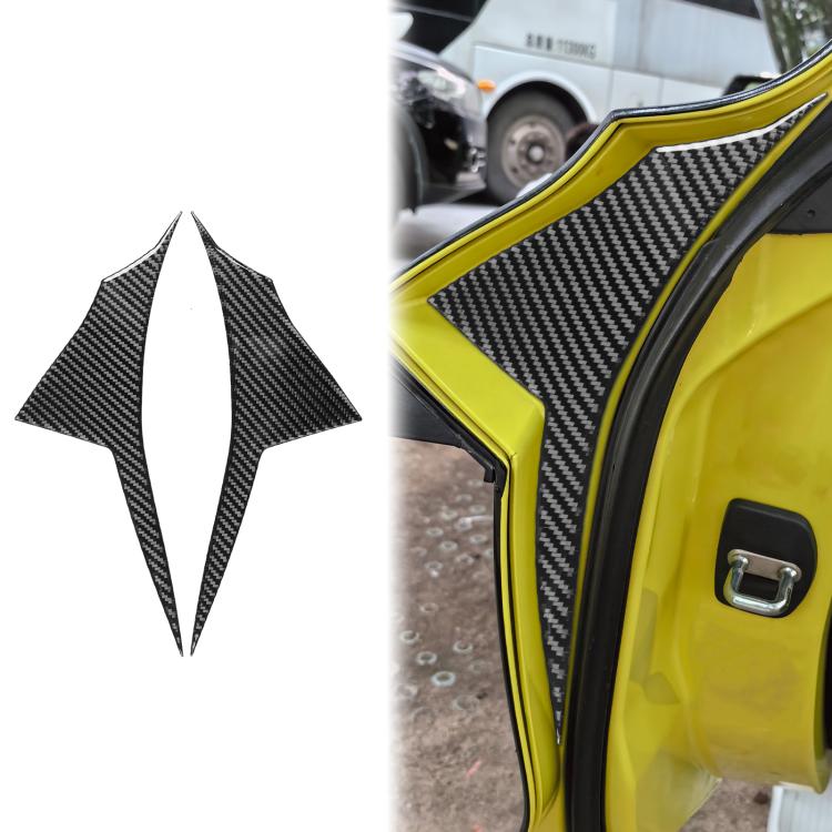 Door sticker set on car edge: black carbon-fiber star insert with white center stripe