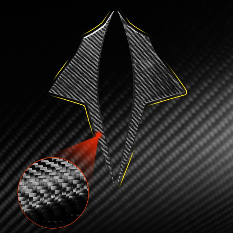 Carbon-fiber door sticker set, star emblem with yellow border and weave detail inset