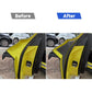 Door edge decorative sticker set, black carbon-fiber chevron with yellow border on panel