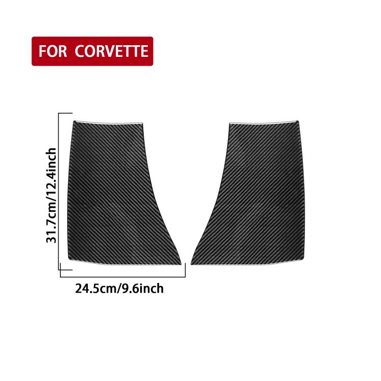 Pair of black carbon-fiber exhaust port stickers, two-piece curved shape