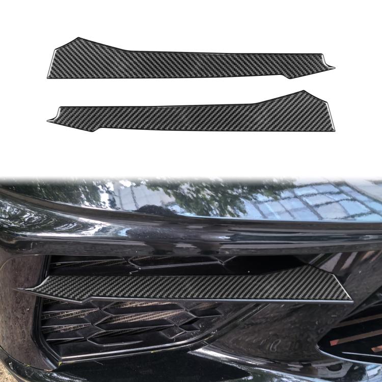 Front vent sticker set applied on car grille, carbon-fiber patterned pair