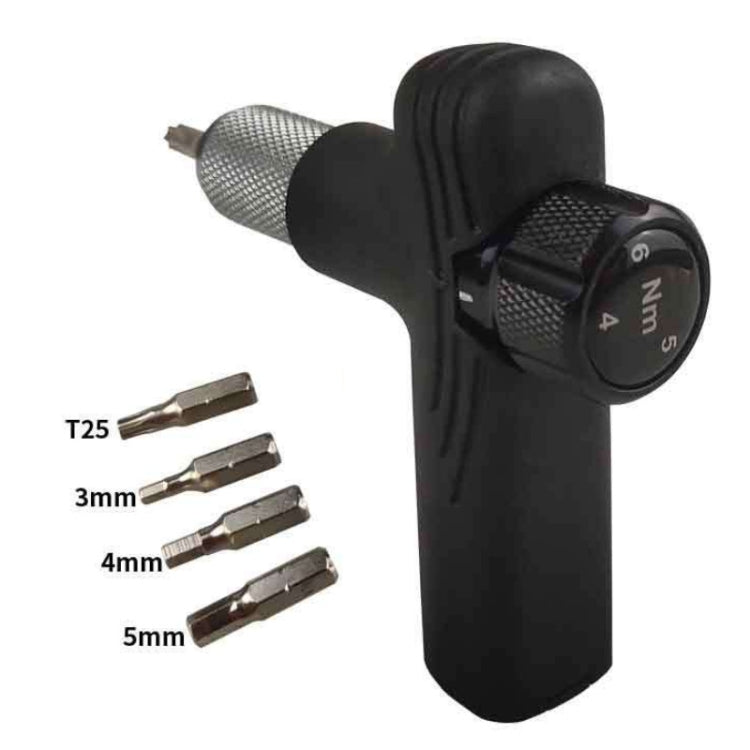 Torque wrench with adjustable knob and included T25, 3mm, 4mm, 5mm bits