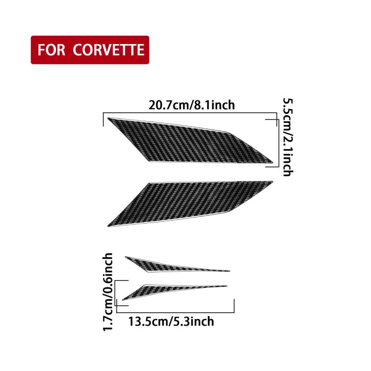 Carbon-fiber taillight accent stickers with size diagram, two-piece set