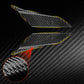 Carbon-fiber taillight accent stickers, close-up of textured weave trim