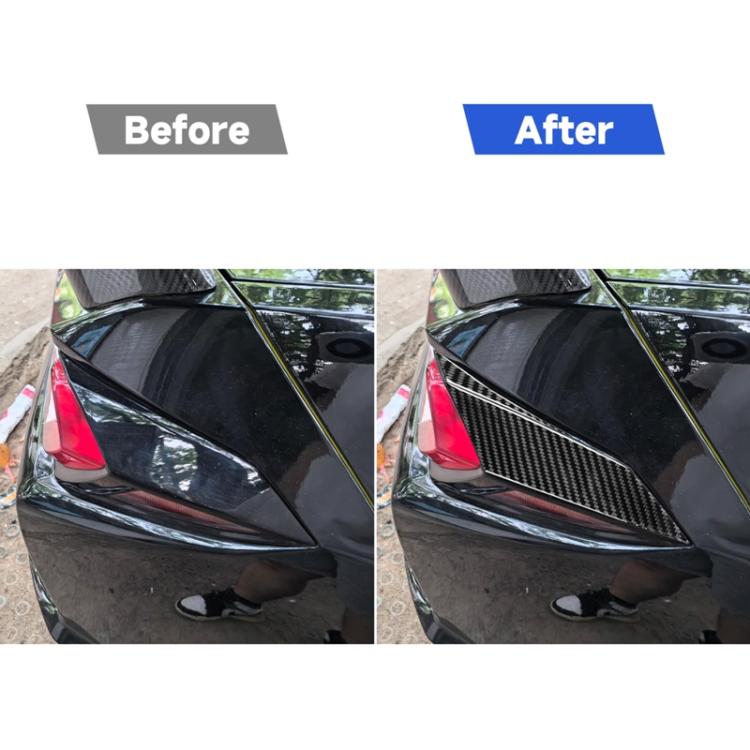 Carbon-fiber taillight accent stickers, side-by-side before-and-after view
