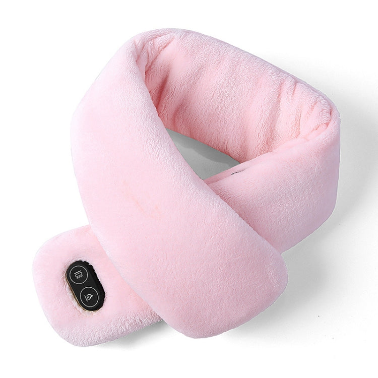 Pink heated massage neck scarf with plush wrap and built-in control panel
