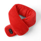Bright red heated massage neck scarf with plush wrap and integrated control panel