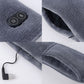 Dark gray heated neck scarf with control panel and USB charging cable connection