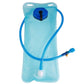 Aqua foldable 2L water bladder with blue flip valve top and drinking hose, clear body