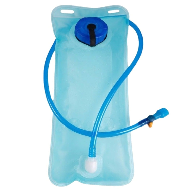Aqua foldable 2L water bladder with blue flip valve top and drinking hose, clear body