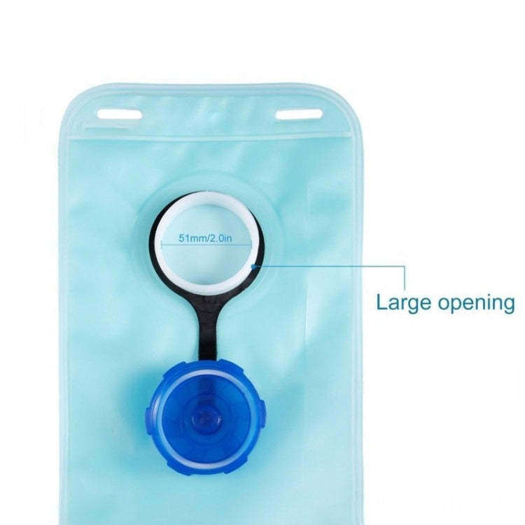 2L foldable water bag with wide opening and blue cap, light aqua