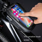 Black front bike phone bag holding smartphone with red trim and carbon-fiber edge surround