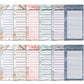 Loose-leaf budget sheet cards, mixed pastel styles with printed lines and punched holes, 60-pack