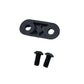 Black fixed block underside with two mounting holes and two screws