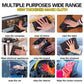 Grey microfiber cleaning cloths for multiple surfaces, hands wiping